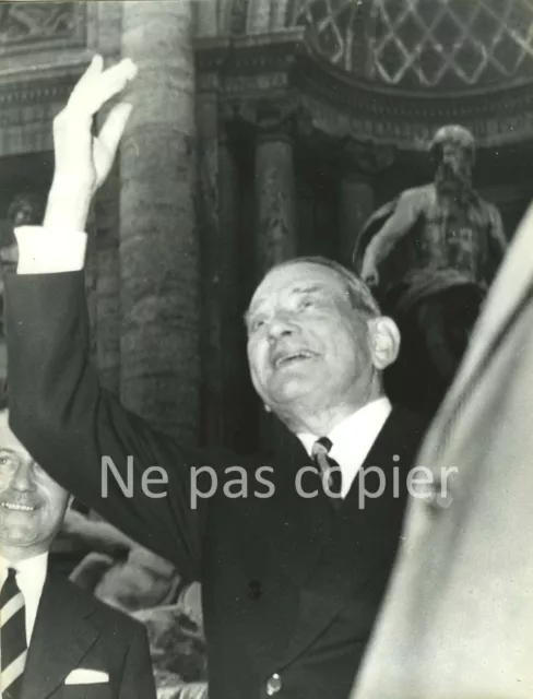 RENE COTY vers 1955 président de la République Française visite Italie