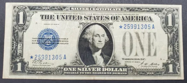 FR. 1601* 1928-A $1 *STAR* “FUNNYBACK” Silver Certificate Currency Note