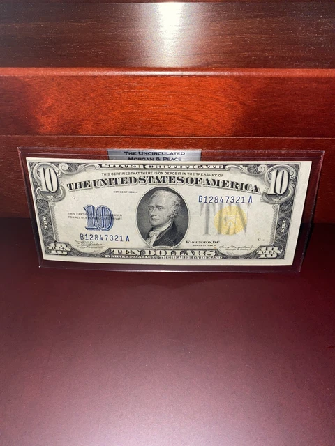 1934 10 Dollar Bill Silver Certificate.N. AFRICA. Very Nice Bill.