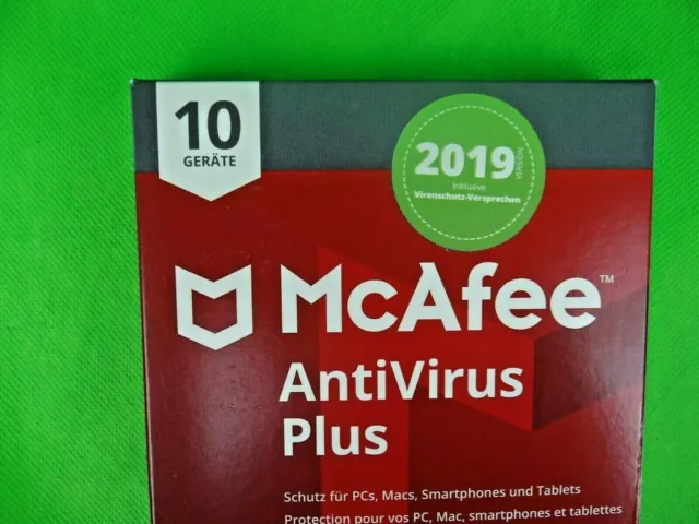 McAfee AntiVirus Plus (2019)Vollversion 10 Lizenzen (10 Geräte) 1- Jahres-Lizenz