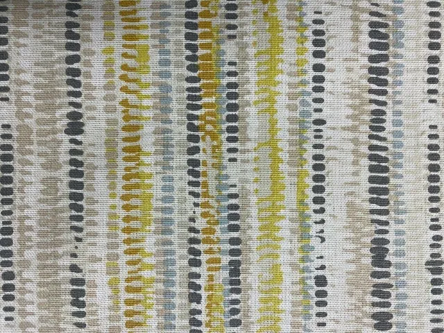 Coalville Code Stripe Ochre  Grey Cotton Curtain/Craft/Blind Fabric