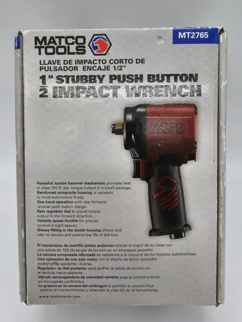 Matco Tools 1/2" Stubby Push Button Impact Wrench MT2765 W/ Box & Instructions
