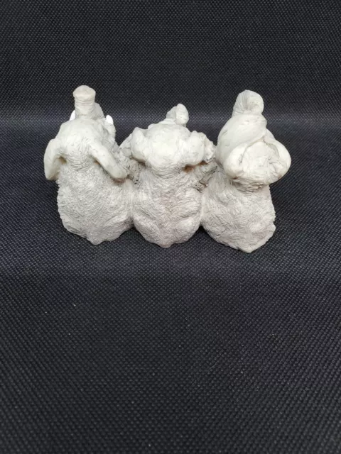 Stone Critters Elephants See Hear Speak No Evil SC-423 Made in the USA EUC 2