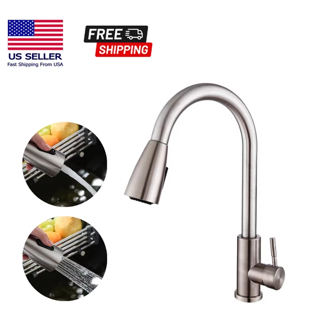 COMMERCIAL KITCHEN SINK Faucet Pull Out Sprayer Mixer Tap Brushed