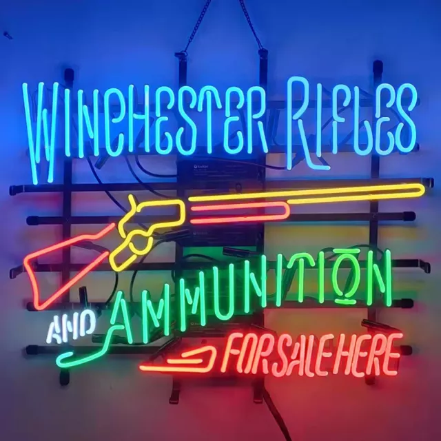 Winchester Rifles Neon Sign 24x20 Beer Bar Pub Man Cave Wall Decor