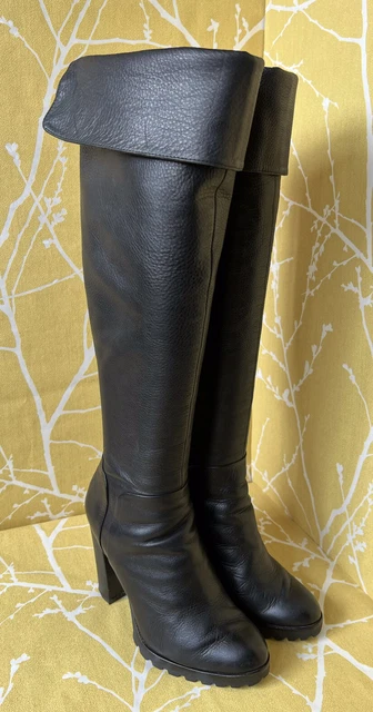 ALDO LADIES BLACK Leather Knee Thigh High Boots Size 3 Uk 36 Eur £52.00 ...