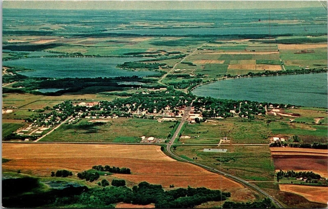 Aerial View Battle Lake MN Minnesota Postcard VTG UNP Koppel Vintage Unused