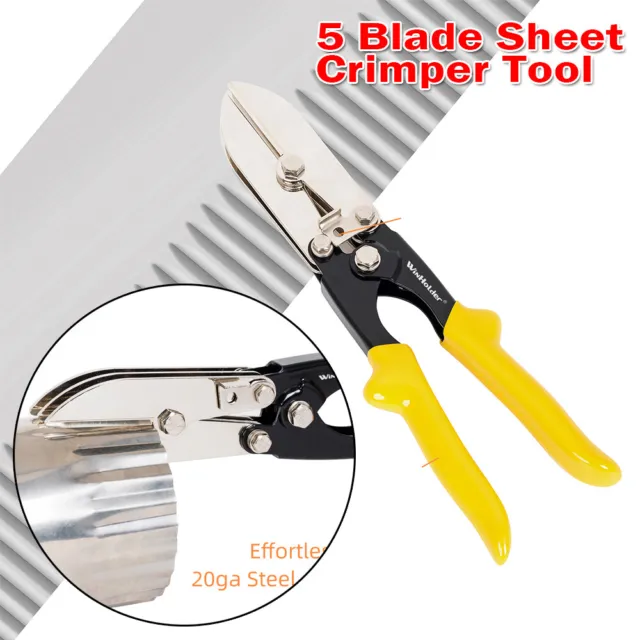 5 Blade Sheet Metal Crimper Hand Crimper 24-28 Gauge Downspout And Stove Pipe