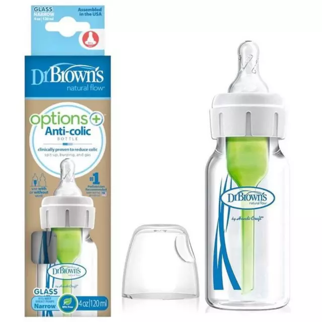 Dr. Brown's Feeding Bottle Options+ Glass With Level 1 Teat - 120mL