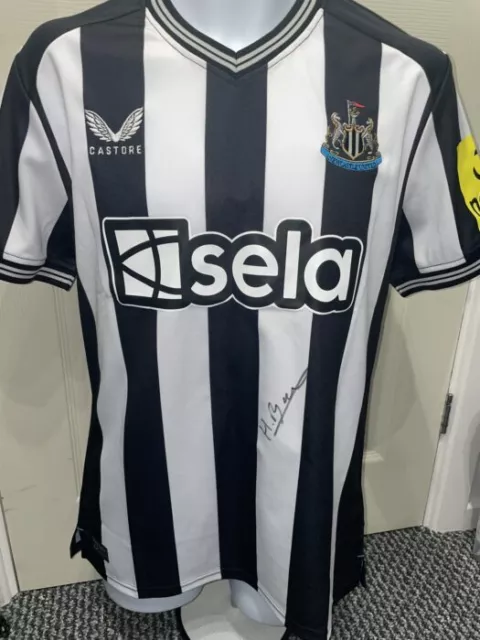 Signed Harvey Barnes Newcastle United Autograph Home Shirt Leicester England