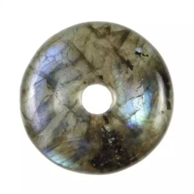 Donut Pi Chinois en labradorite pour pendentif - Diam: 3 cm