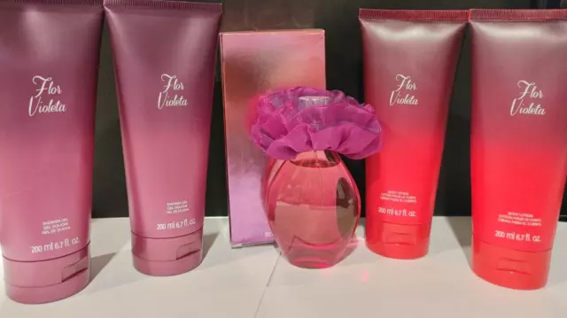 5 pc AVON FLOR VIOLETA EAU DE PARFUM BODY LOTION & SHOWER GEL- NEW 2