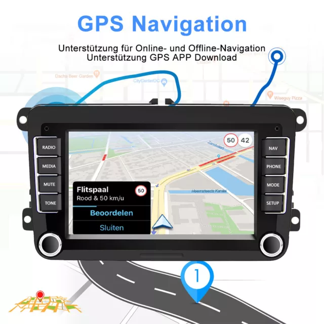 7" Android 13 Autoradio GPS Navi WiFi 2DIN Für Touran Tiguan VW Golf 5 6 Polo 6R 2