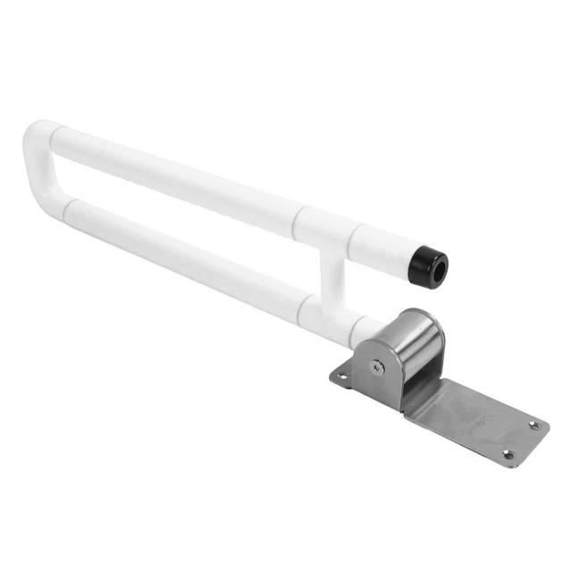 Foldable Toilet Grab Bar Hand Grip Support Bar Flip Up Grab Arm White