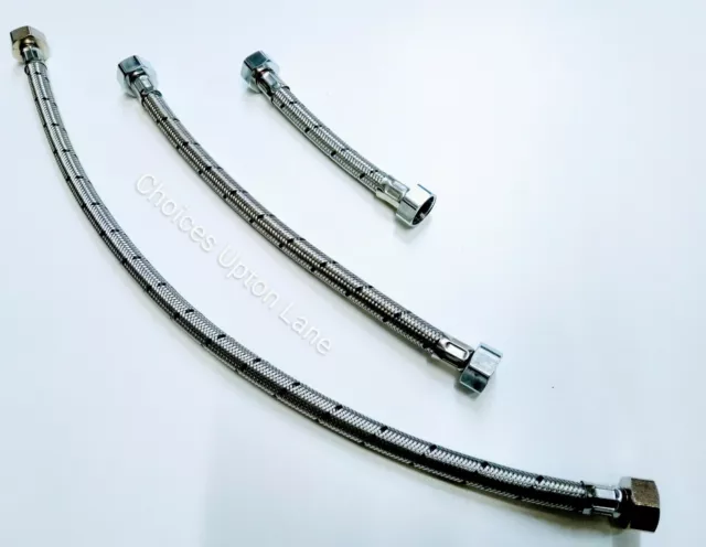 FLEXIBLE TAP CONNECTOR 1/2" FEMALE x 1/2" FEMALE LENGTHS (150MM / 300MM / 500MM)