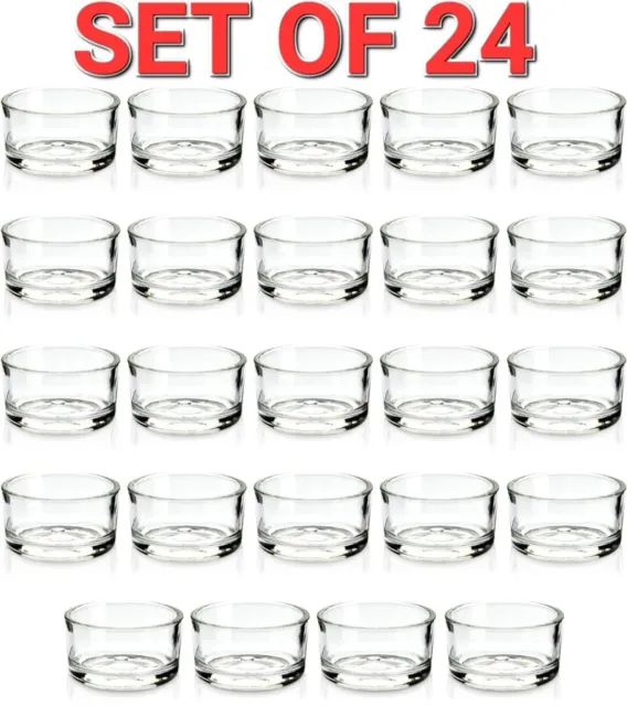 Set Of 24 Circle Tea Light Juvale Candle Holders Modern Clear Glass Design