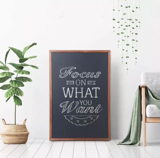 24 x 36 Magnetic Chalk Blackboard - Large Hanging Framed Wall Chalk Board