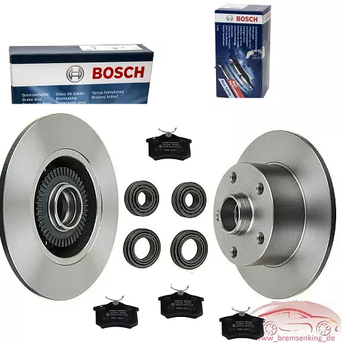 BOSCH Bremsen Bremsscheiben + Beläge + Radlager + ABS Ringe HINTEN Audi A4 B5