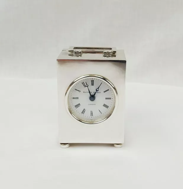 London 2005 Sterling Silver Matthew Norman Miniature Manual Wind Carriage Clock