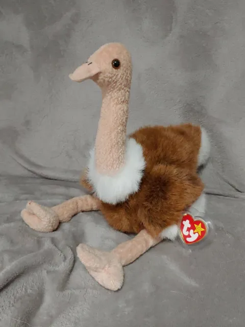 Ty Beanie Buddie Buddy Stretch Ostrich Stuffed Plush 10" 1998