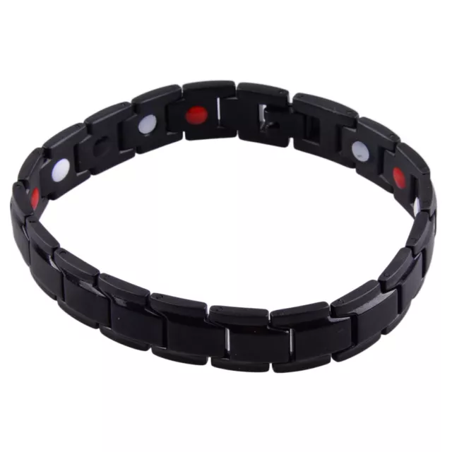 Mens Black Magnetic Therapy Health Bracelet Energy Wristband Titanium Steel Gift