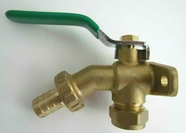 Garden Bib Tap 1/2" Brass Lever & Wall Plate With Hose Union
