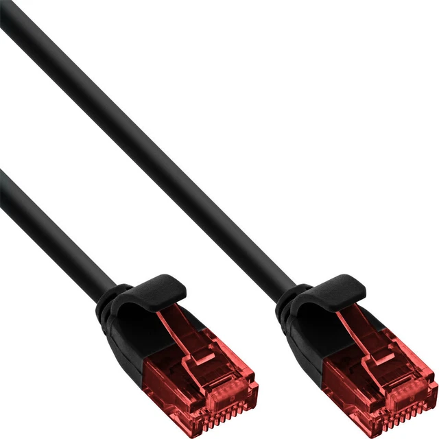 5 cavi patch InLine® slim, U/UTP, Cat.6, nero, 1,5 m