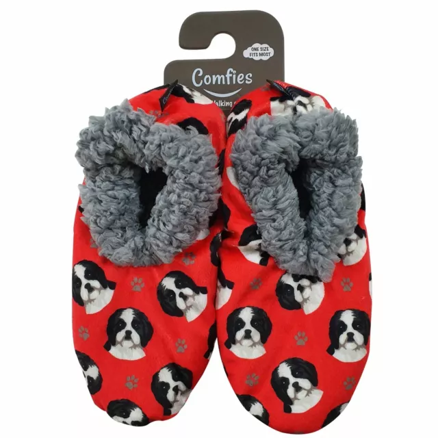 Shih Tzu Black & white Slippers