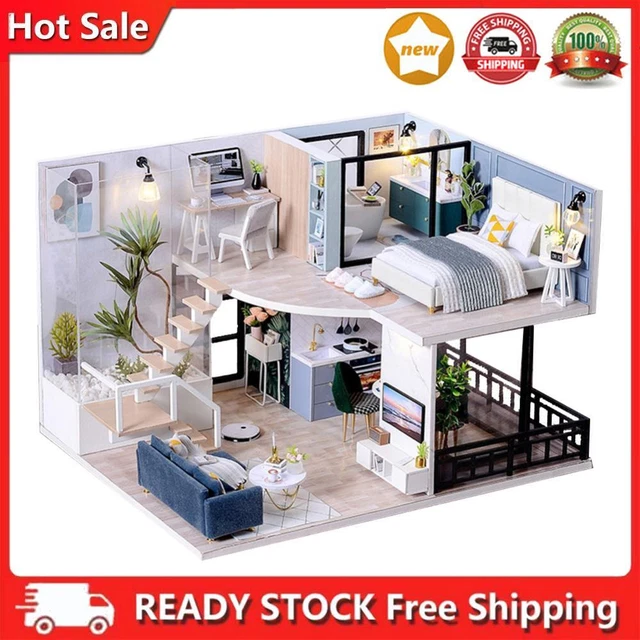 Mini Chinesische Villa Puppenhaus - DIY Mit LED Licht, 1:24