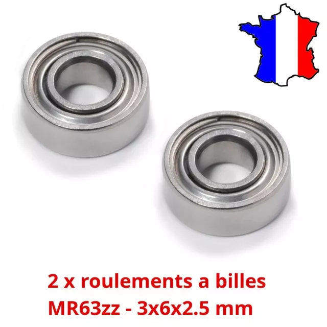 2 x roulements à billes MR63ZZ - 3 x 6 x 2,5 mm en Acier  MR85Z Joint métallique