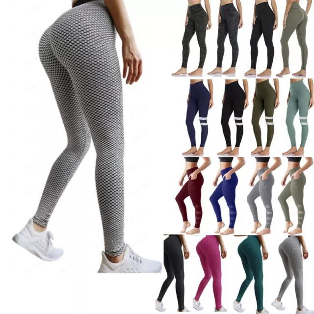 Womens Scrunch Yoga Pants Leggings Push Up Anti-Cellulite Sports Gym Workout Y27