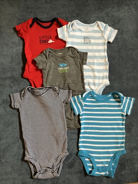 Lot of 5 Carters Baby Boys Size 3 months One piece Bodysuits