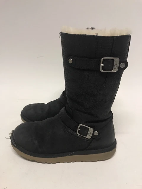 Ugg Australia Kensington Black 1969 Sheepskin Women Boot W Zipper size 4 wow