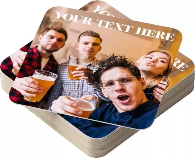 Personalized Beer Mats Photo Coasters Drinks Mats Pack Cardboard Add Photo Text