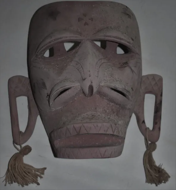 Unusual Vanuatu Spirit Mask, Earrings 16" 1900S