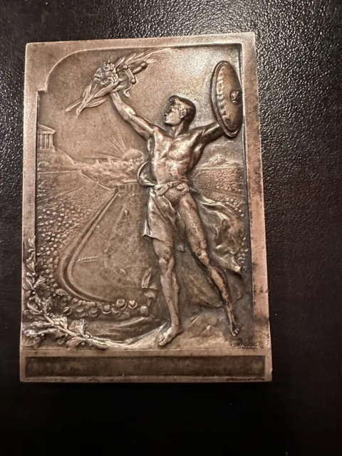 Rare Médaille bronze Art Nouveau Jeux Olympiques d'Athènes 1906 VANNIER