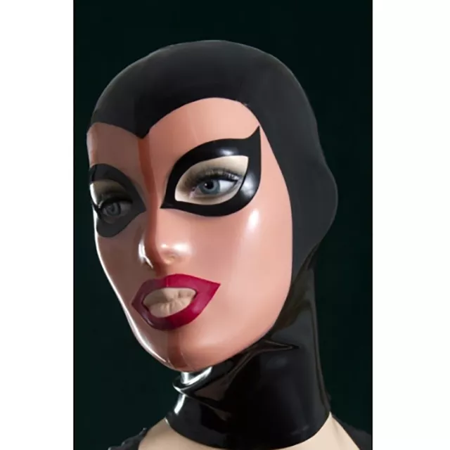 Adult Latex Mask Black Face Cover Nostril Rubber Hood Trim Mask Props Unisex