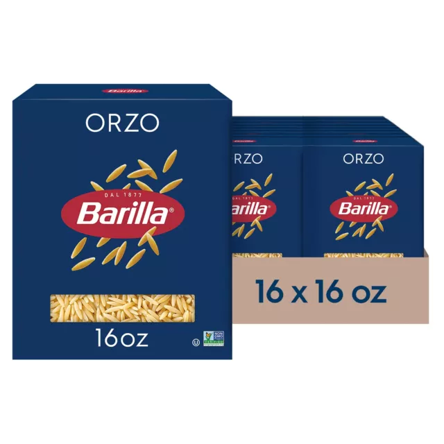 Barilla Orzo Pasta 16 oz. Box (Pack of 16) - Non-GMO Pasta Made with Durum Whea