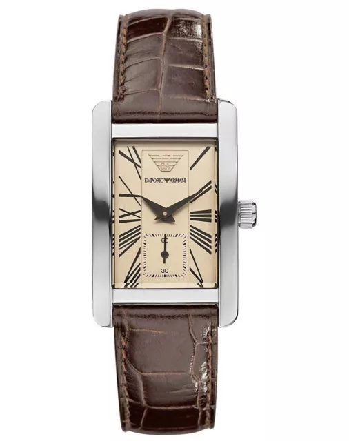 Neu Original Emporio Armani Ar0155 Klassisch Beige Zifferblatt & Braunes Armband Damenuhr 2