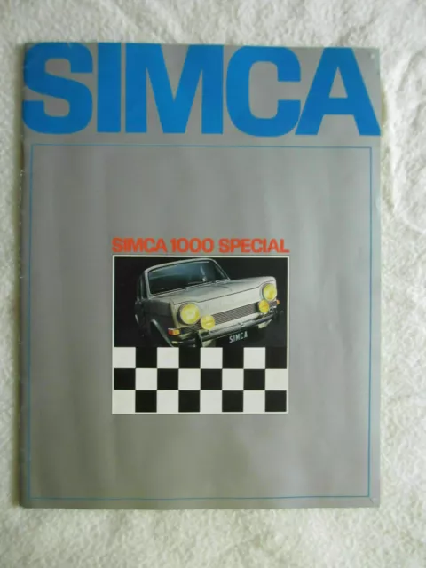 SIMCA 1000 SPECIAL REVUE BROCHURE CATALOGUE DEPLIANT 1968 en français - 14 pages