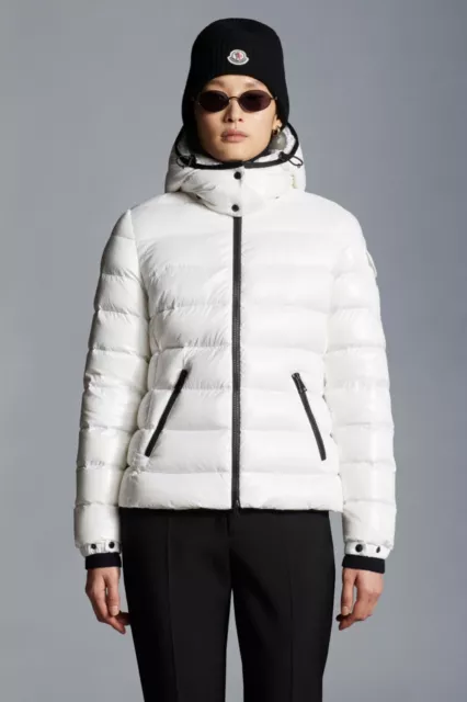 $1495 MONCLER Off White Bady Puffer Jacket Coat Removable Hood Black Trim XXS 00