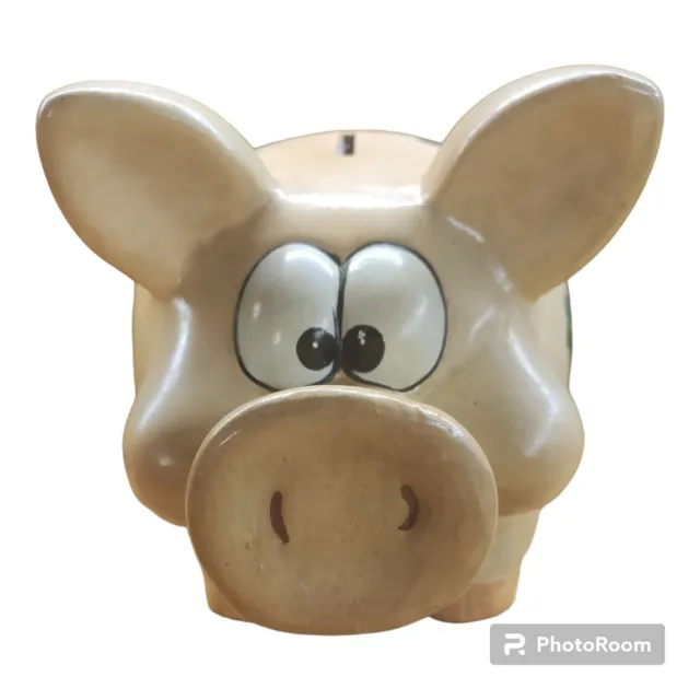 Großes süßes Sparschwein aus Keramik handbemalt Seltenheit