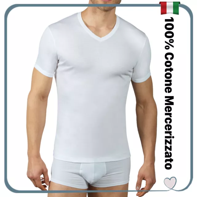 Maglia Intima Uomo Cotone Scollo a V Maglietta Manica Corta T-Shirt intimo da in