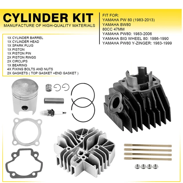 47mm Top End Cylinder Piston Ring Kit For Yamaha PW80 PW 80 1983-2006 – TWOM Complete Set