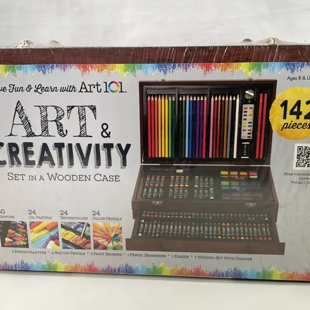 Deluxe Wood Case With Drawer And 142 Piece Art Supplies, For Creative  Beginning Artists, Art Gift Set For Young Artists Or Art Beginners