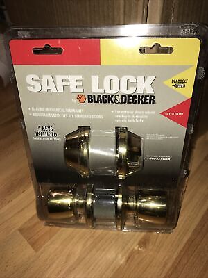 Vtg Black & Decker Safe Lock Keyed Entry Deadbolt Brass Door Latch Handle Nos
