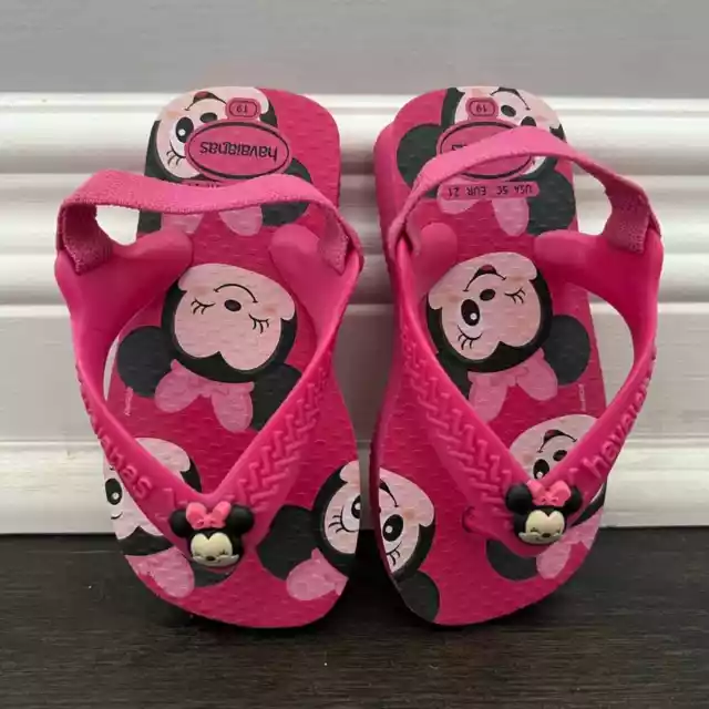 Havaianas Baby Pink Minnie Mouse Flip Flops Sandals Toddler Size 5 NWOT