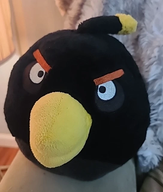 ANGRY BIRDS PLUSH Black Bomb 6” 2010 Soft Toy Bird Stuffed Animal NO