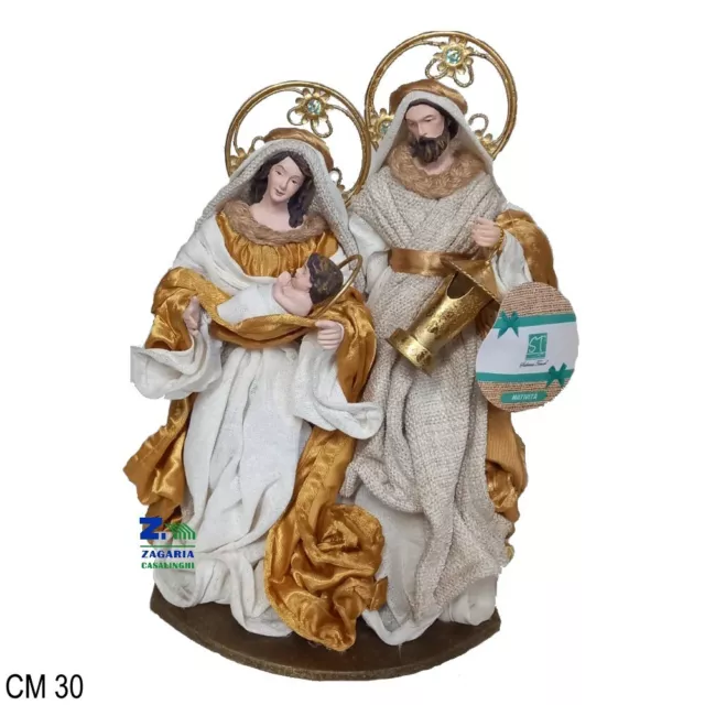 Set Nativita' Con Vestiario Tessuto Cm 30 H Statue Presepe In Resina Su Base