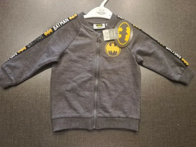 Felpa maglione con cerniera ragazzi 12-18 mesi Batman pista top giacca vestiti next da